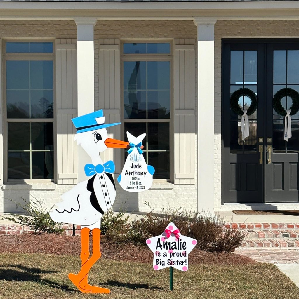 Blue Stork Sign with Personalized Bundle and Star Sign, Sheridan, White Hall, Benton & More, AR